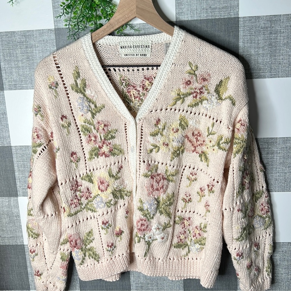 Floral Knit Sweater - Cream